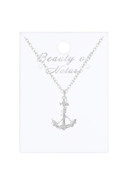 Sterling Silver Anchor Pendant Necklace - SF
