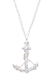 Sterling Silver Anchor Pendant Necklace - SF