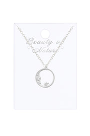 Sterling Silver Moon & Star Pendant Necklace - SF