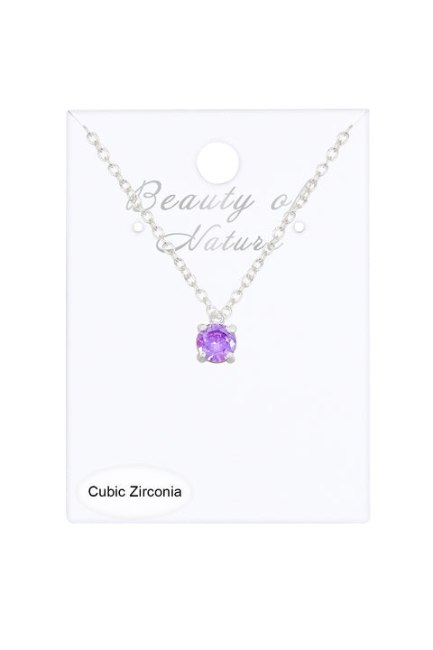 Sterling Silver & CZ Charm Necklace - SF
