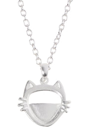 Sterling Silver Cat Pendant Necklace - SS