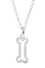 Sterling Silver Dog Bone Pendant Necklace - SS