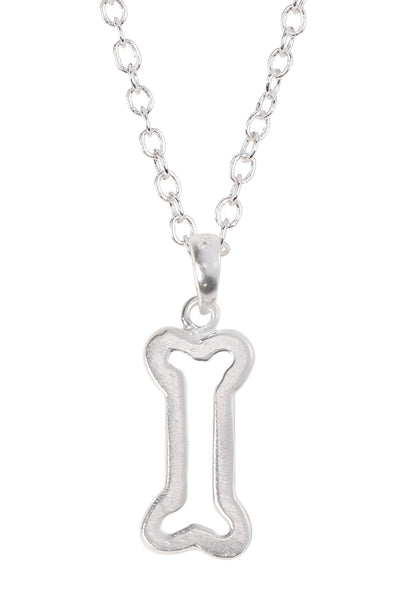 Sterling Silver Dog Bone Pendant Necklace - SS