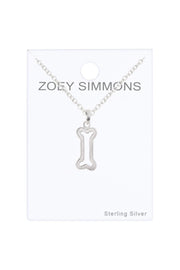 Sterling Silver Dog Bone Pendant Necklace - SS