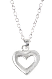 Sterling Silver Hollow Heart Pendant Necklace - SS