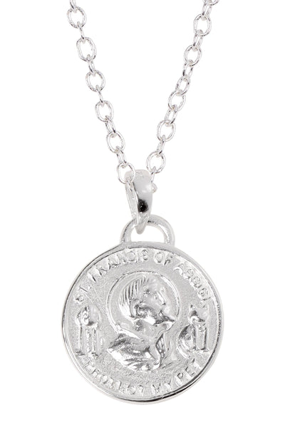 925 Silver St. Francis of Assisi Protect My Pet Necklace - SS