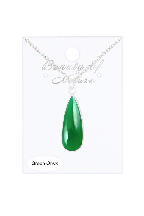 Green Onyx Pendant Necklace - SF