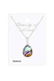 Abalone & Quartz Teardrop Necklace - SF