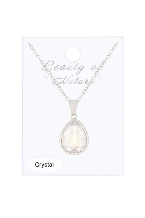 Moonstone Crystal Teardrop Necklace - SF