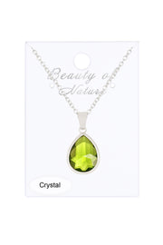 Peridot Crystal Teardrop Necklace - SF