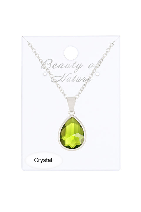 Peridot Crystal Teardrop Necklace - SF