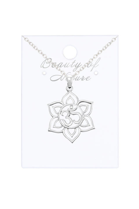 Sacred Ohm Lotus Pendant Necklace - SF