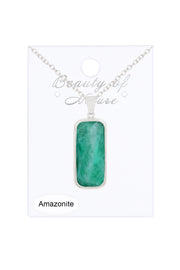 Amazonite Rectangle Pendant Necklace - SF