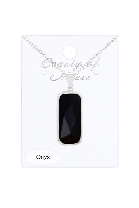 Onyx Rectangle Pendant Necklace - SF