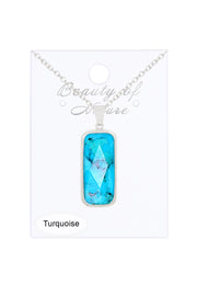 Turquoise Rectangle Pendant Necklace - SF