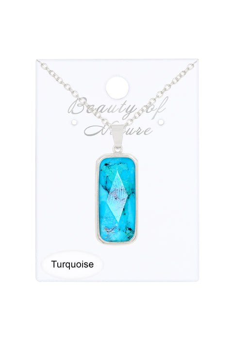 Turquoise Rectangle Pendant Necklace - SF