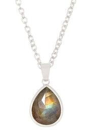 Labradorite Teardrop Pendant Necklace - SF