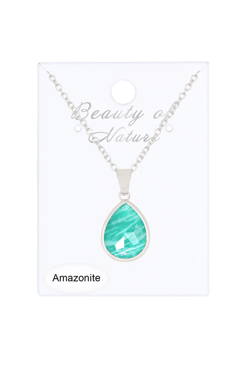 Amazonite Teardrop Pendant Necklace - SF