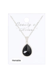 Hematite Teardrop Pendant Necklace - SF