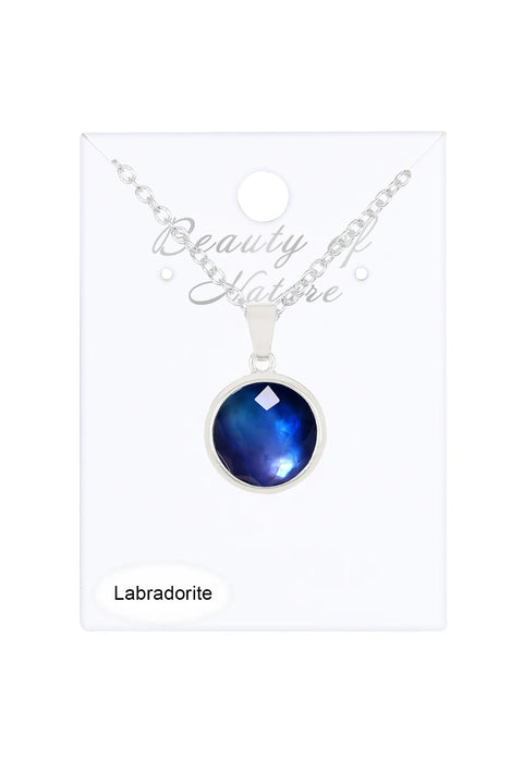 Labradorite Doublet Round Pendant Necklace - SF