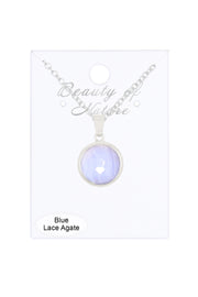 Blue Lace Agate Round Necklace - SF