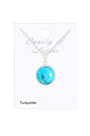 Turquoise Round Pendant Necklace - SF