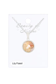 Lily Fossil Round Pendant Necklace - SF