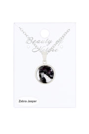 Zebra Jasper Round Pendant Necklace - SF