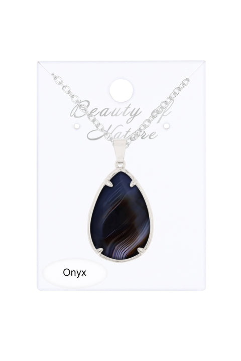 Black Sardonyx Pear Cut Necklace - SF