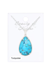 Turquoise Pear Cut Pendant Necklace - SF