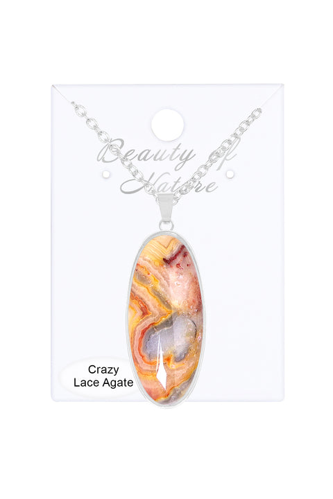 Crazy Lace Agate Pendant Necklace - SF