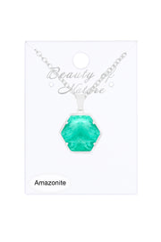 Amazonite Hexagon Pendant Necklace - SF