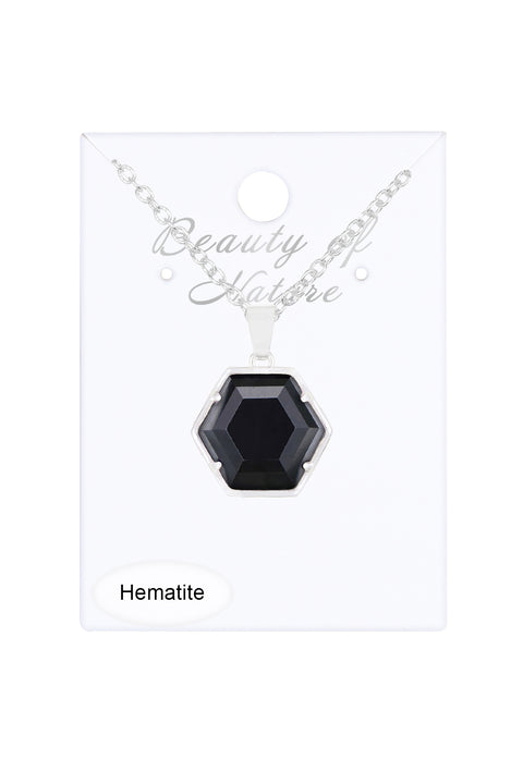 Hematite Hexagon Pendant Necklace - SF