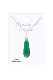 Green Lace Agate Teardrop Necklace - SF