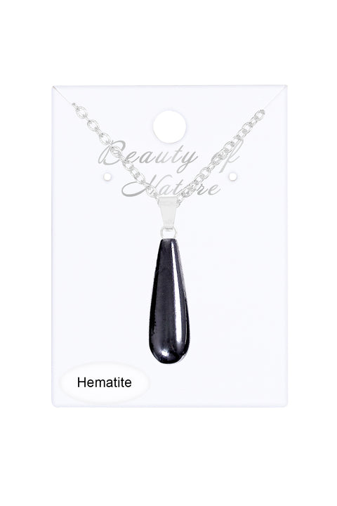 Hematite Teardrop Pendant Necklace - SF