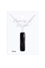 Black Onyx Rectangle Pendant Necklace - SF