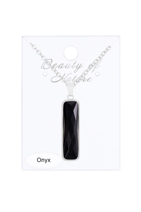 Black Onyx Rectangle Pendant Necklace - SF