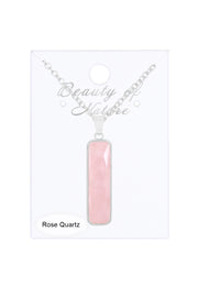 Rose Quartz Rectangle Necklace - SF