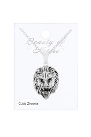 Cubic Zirconia & Lion Pendant Necklace - SF