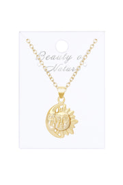 14k Gold Plated Sun & Moon Pendant Necklace - GF