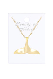 14k Gold Plated Whale Tail Pendant Necklace - GF