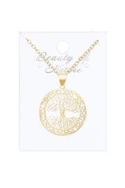Tree Of Life Drop Pendant Necklace - GF