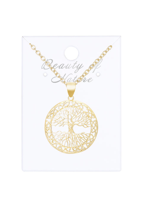 Tree Of Life Drop Pendant Necklace - GF