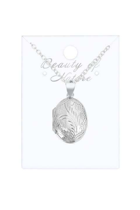 Sterling Silver Photo Locket Pendant Necklace - SS