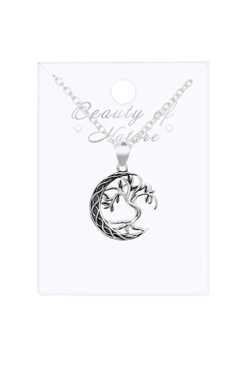 Moon & Tree Pendant Necklace - SF