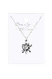 Sterling Silver 1" Moveable Turtle Pendant Necklace - SS