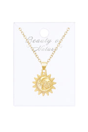 14k Gold Plated Sun & Moon Pendant Necklace - GF