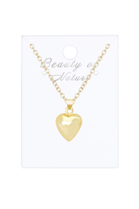 14k Gold Plated Polished Heart Pendant Necklace - GF
