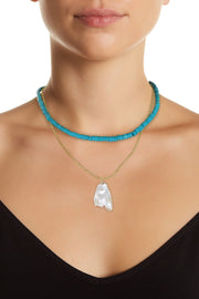 Turquoise & Freshwater Pearl Layered Necklace - GP