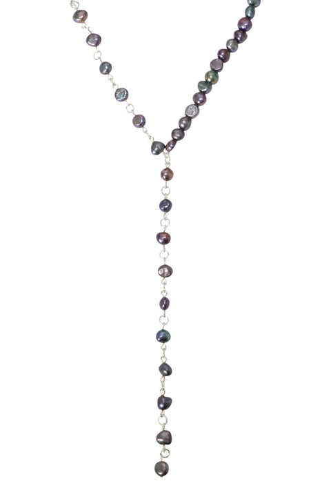 Black Freshwater Pearl Y Necklace - SF